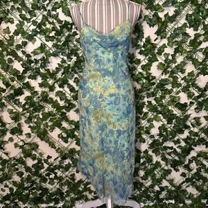 Blue and green floral fairy dress